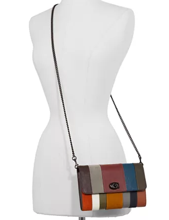 Coach All Over Patchwork Stripes Marlow Leather Crossbody