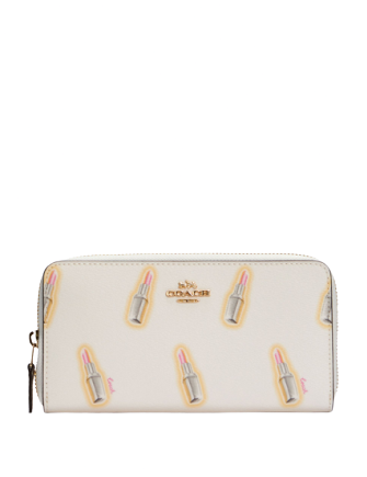 Coach Accordion Zip Wallet With Lipstick Print