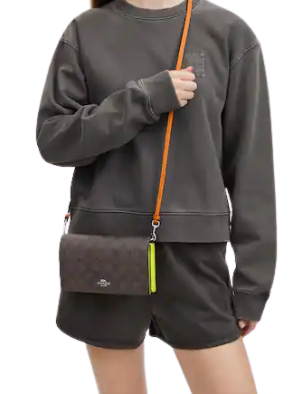 Coach Anna Foldover Clutch Crossbody In Colorblock Signature Canvas