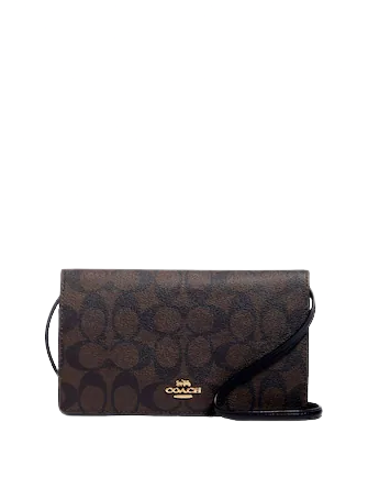 Coach Anna Foldover Clutch Crossbody In Signature Canvas