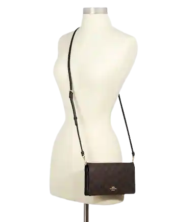 Coach Anna Foldover Clutch Crossbody In Signature Canvas