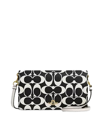 Coach Anna Foldover Clutch Crossbody In Signature Canvas