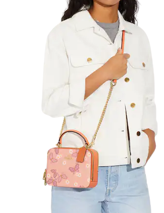 Coach Box Crossbody With Lovely Butterfly Print