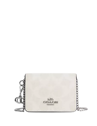 Coach Boxed Mini Wallet On A Chain In Signature Canvas