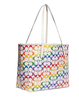 Coach City Tote In Rainbow Signature Canvas