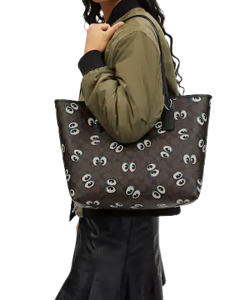 Coach City Tote In Signature Canvas With Halloween Eyes