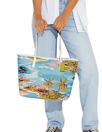 Coach City Tote With Hawaiian Print