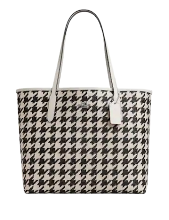 Coach City Tote With Houndstooth Print