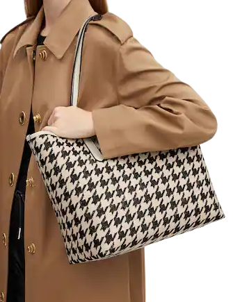 Coach City Tote With Houndstooth Print
