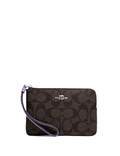 Coach Corner Zip Wristlet In Signature Canvas