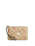 Coach Corner Zip Wristlet In Signature Canvas With Floral Print