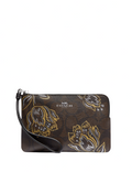 Coach Corner Zip Wristlet In Signature Canvas With Tulip Print