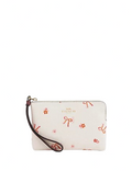 Coach Corner Zip Wristlet With Bow Print