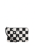 Coach Corner Zip Wristlet With Checkerboard Print