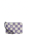 Coach Corner Zip Wristlet With Checkerboard Print
