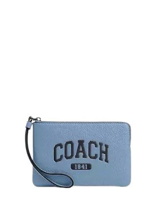 Coach Corner Zip Wristlet With Varsity