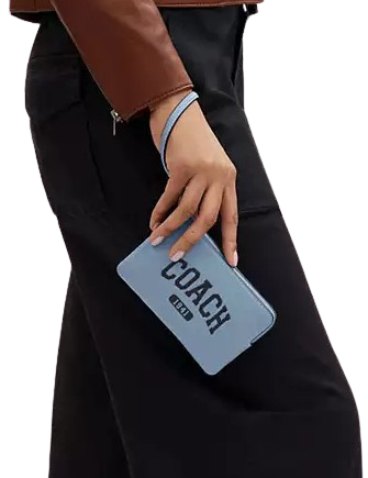 Coach Corner Zip Wristlet With Varsity
