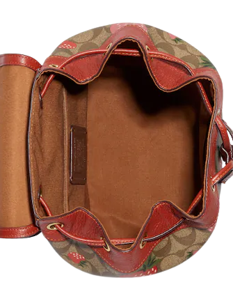 Coach Dempsey Drawstring Backpack In Signature Canvas With Wild Strawberry Print
