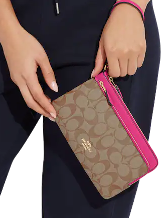 Coach Double Zip Wallet In Signature Canvas