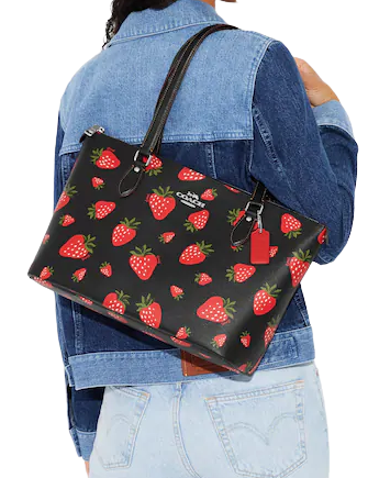 Coach Gallery Tote With Wild Strawberry Print