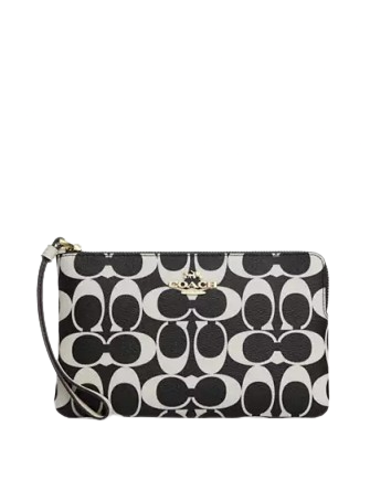 Coach Large Corner Zip Wristlet In Signature Canvas