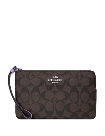 Coach Large Corner Zip Wristlet In Signature Canvas