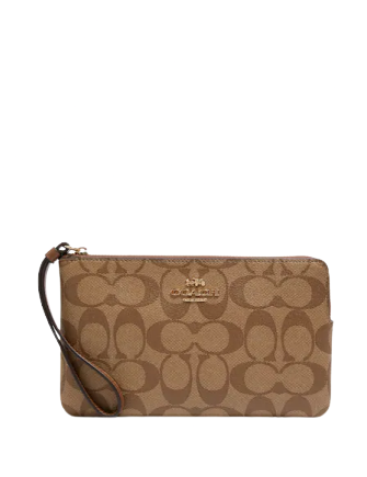 Coach Large Corner Zip Wristlet In Signature Canvas