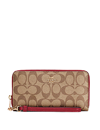 Coach Long Zip Around Wallet In Signature Canvas
