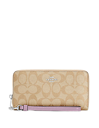 Coach Long Zip Around Wallet In Signature Canvas