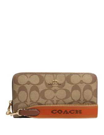 Coach Long Zip Around Wallet In Signature Canvas
