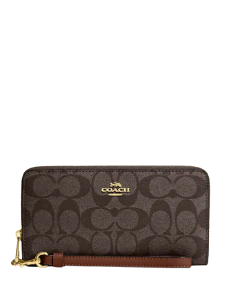 Coach Long Zip Around Wallet In Signature Canvas