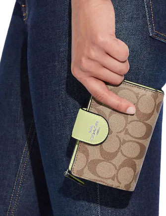 Coach Medium Corner Zip Wallet In Signature Canvas