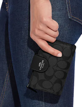 Coach Medium Corner Zip Wallet In Signature Canvas