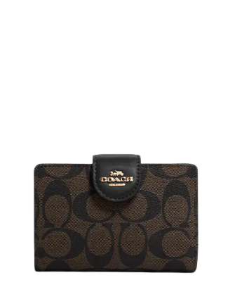 Coach Medium Corner Zip Wallet In Signature Canvas