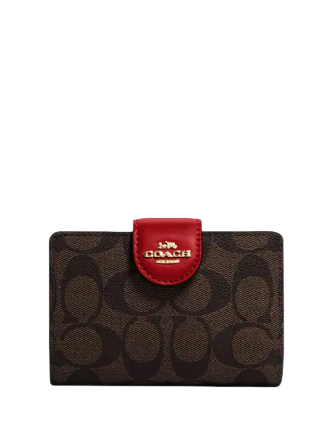 Coach Medium Corner Zip Wallet In Signature Canvas