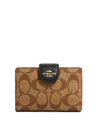 Coach Medium Corner Zip Wallet In Signature Canvas