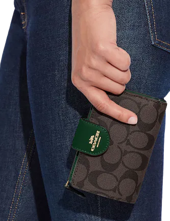 Coach Medium Corner Zip Wallet In Signature Canvas