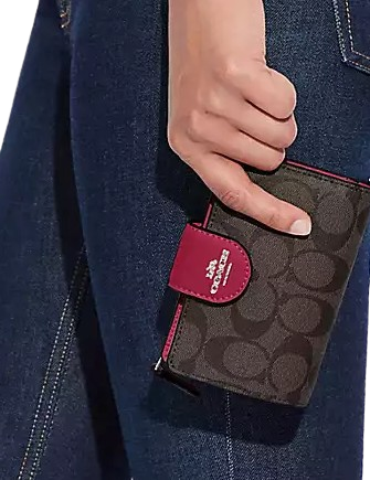 Coach Medium Corner Zip Wallet In Signature Canvas