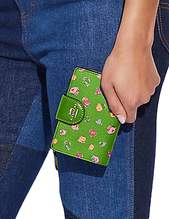 Coach Medium Corner Zip Wallet With Mini Vintage Rose Print