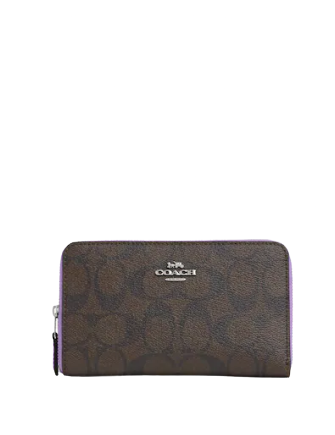 Coach Medium Id Zip Wallet In Signature Canvas With Colorblock Interior