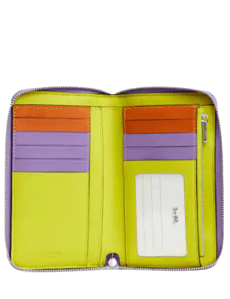 Coach Medium Id Zip Wallet In Signature Canvas With Colorblock Interior
