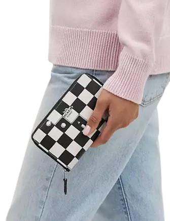 Coach Medium Id Zip Wallet With Checkerboard Print