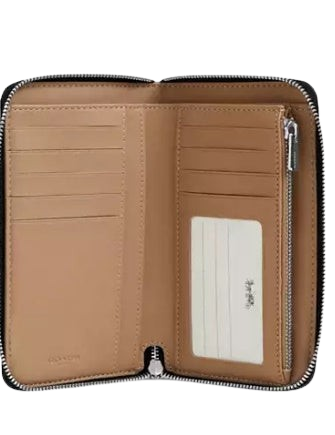 Coach Medium Id Zip Wallet With Checkerboard Print