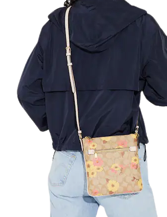 Coach Mini Rowan File Bag In Signature Canvas With Floral Cluster Print