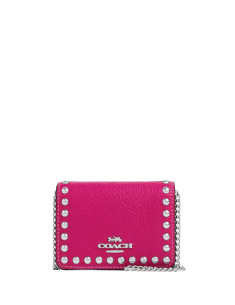 Coach Mini Wallet On A Chain With Rivets
