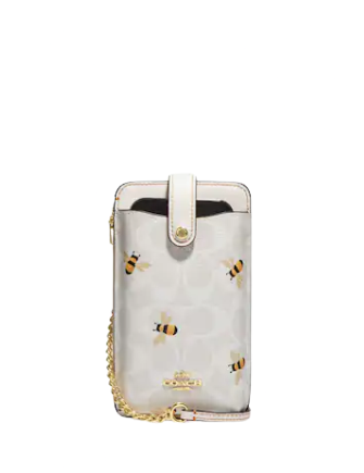 Coach Phone Crossbody In Signature Canvas With Bee Print