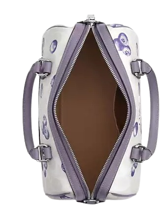 Coach Rowan Satchel Bag In Signature Canvas With Blueberry Print