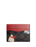 Coach Slim Id Card Case In Signature Canvas With Polar Bear Print