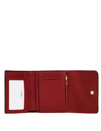 Coach Small Trifold Wallet In Blocked Signature Canvas