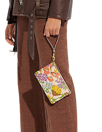 Coach Small Wristlet With Floral Print